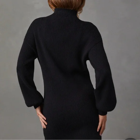 NWT- New With Tags Women’s Mock Neck Black Sweater Dress Size Small - Picture 4 of 11